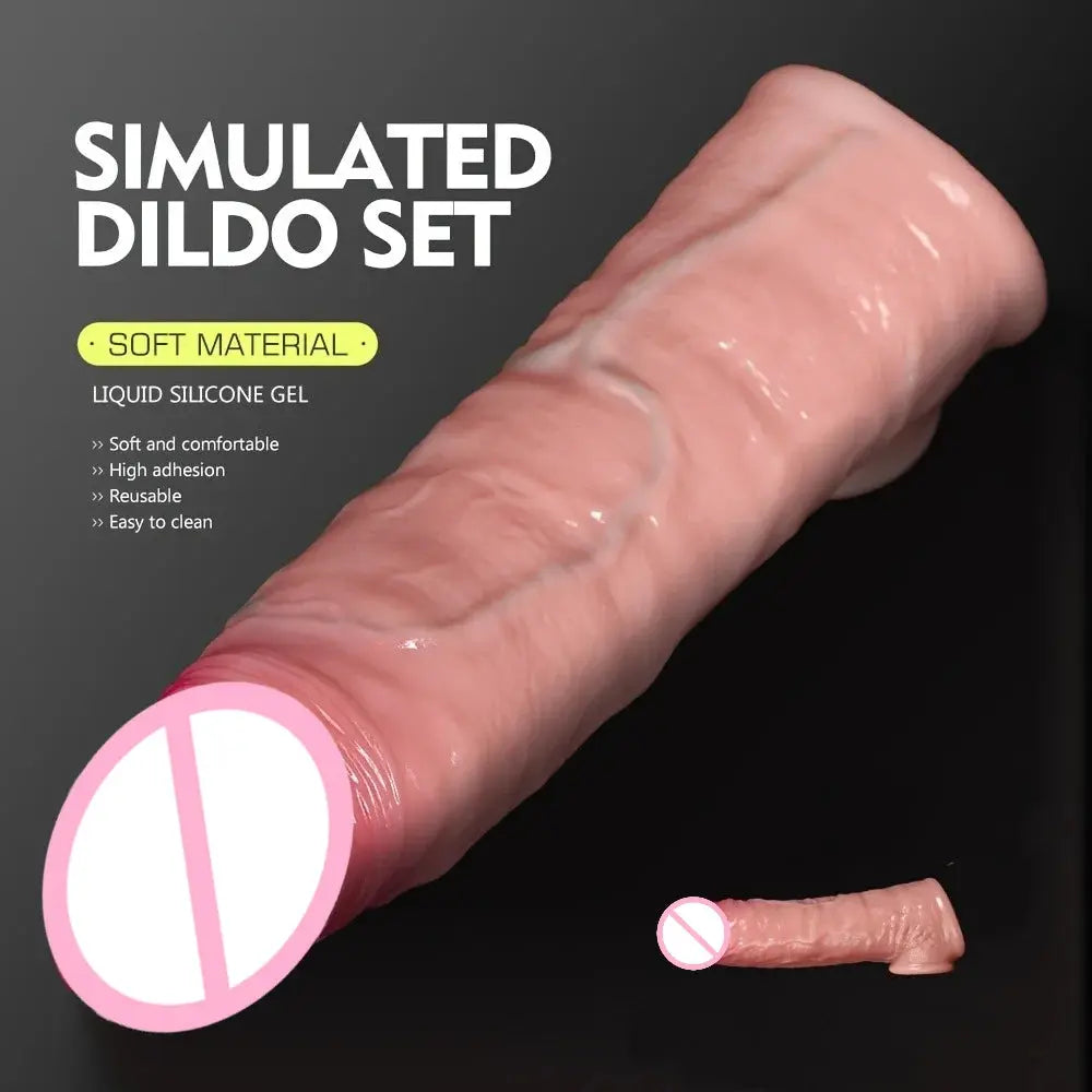 Silicone dildo penis sleeve and ring for men, designed to increase volume and reduce friction, reusable sex toy from SHOPEZRA L.L.C.