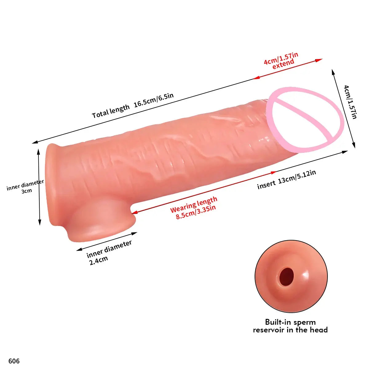 Reusable silicone penis sleeve and ring for men, designed to increase volume and reduce friction during intimate moments.