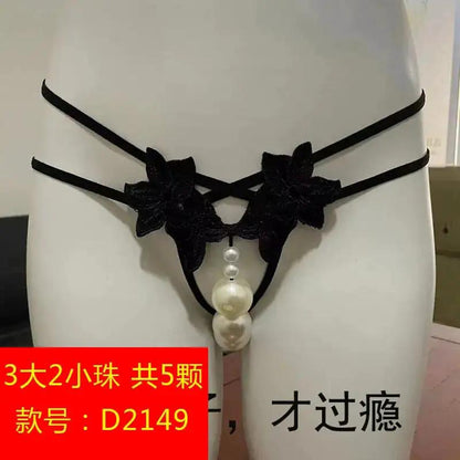 Plus size sexy thong online celebrity sexy transparent oversized double row bead massage transparent temptation open-end free off underwear by Dropshipman