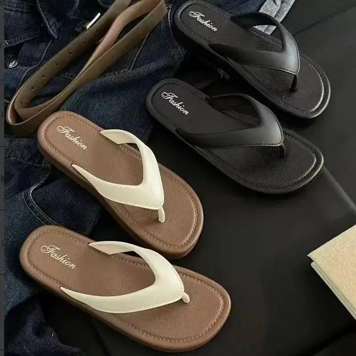 Trendy Versatile Retro Color-Blocking High-End Flip-Flops for Women, Non-Slip Flat Summer Casual Thong Sandals by Dropshipman