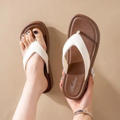 Trendy Versatile Retro Color-Blocking High-End Flip-Flops for Women, Non-Slip Flat Summer Casual Thong Sandals by Dropshipman