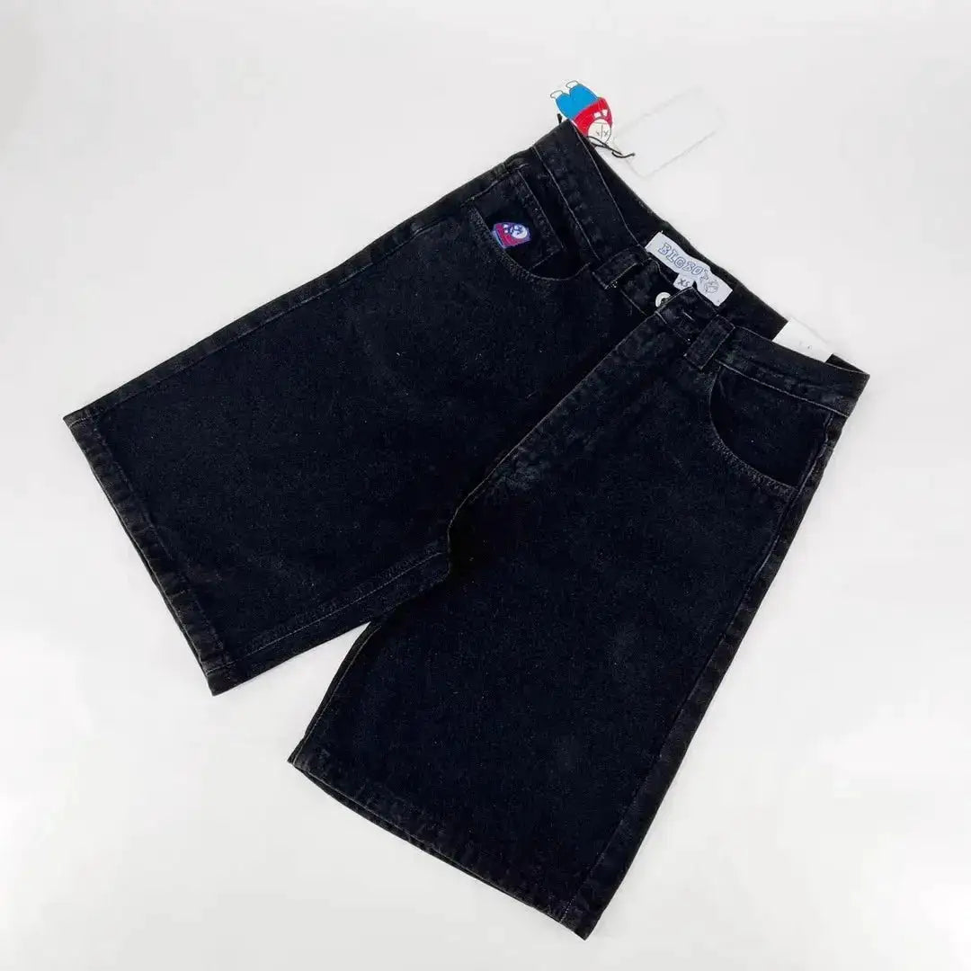 Y2k Black Punk Wash Baggy Work Shorts Men Women Summer Hip Hop Ripped Hole Denim Shorts Raw Edge Casual Jorts Streetwear by Dropshipman