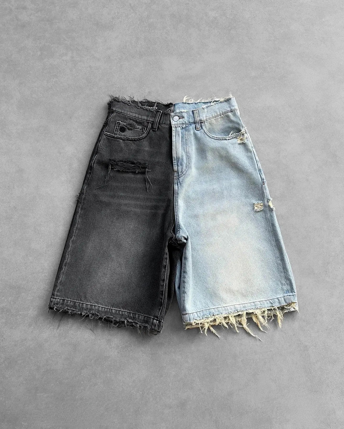 Y2k Black Punk Wash Baggy Work Shorts Men Women Summer Hip Hop Ripped Hole Denim Shorts Raw Edge Casual Jorts Streetwear SHOPEZRA L.L.C.