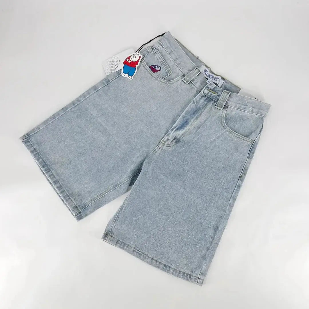 Y2k Black Punk Wash Baggy Work Shorts Men Women Summer Hip Hop Ripped Hole Denim Shorts Raw Edge Casual Jorts Streetwear SHOPEZRA L.L.C.