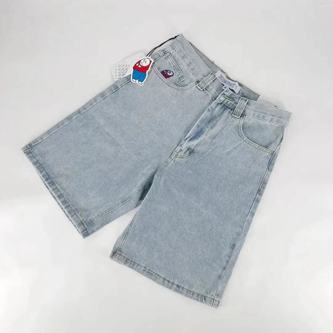 Y2k Black Punk Wash Baggy Work Shorts Men Women Summer Hip Hop Ripped Hole Denim Shorts Raw Edge Casual Jorts Streetwear by Dropshipman