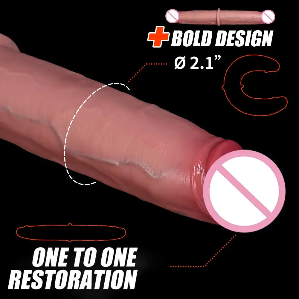 Realistic double-ended dildo with veins, long and thick, designed for vaginal and anal use, by SHOPEZRA L.L.C.