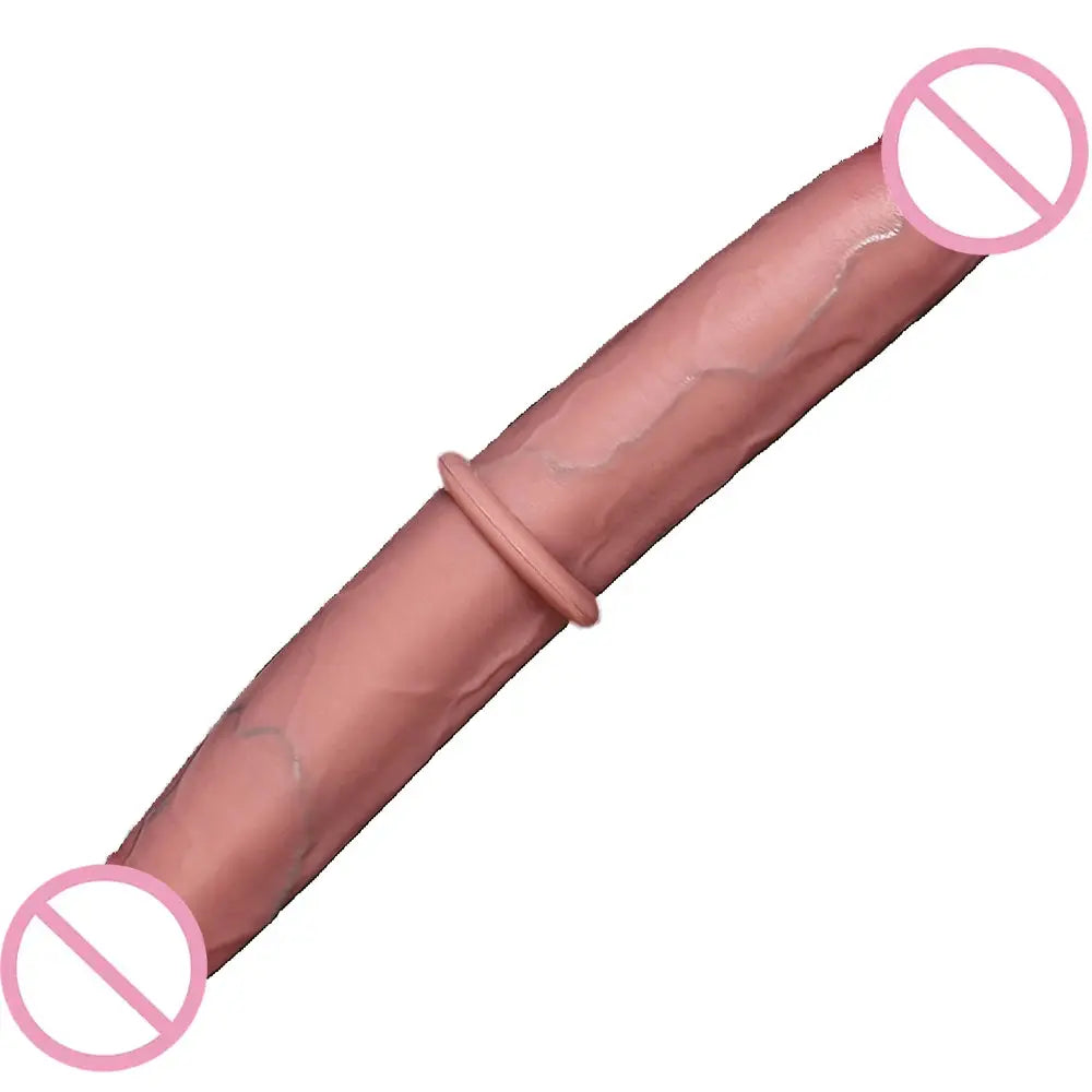Realistic double-ended dildo with veins, long and thick, suitable for vaginal and anal use, by SHOPEZRA L.L.C.