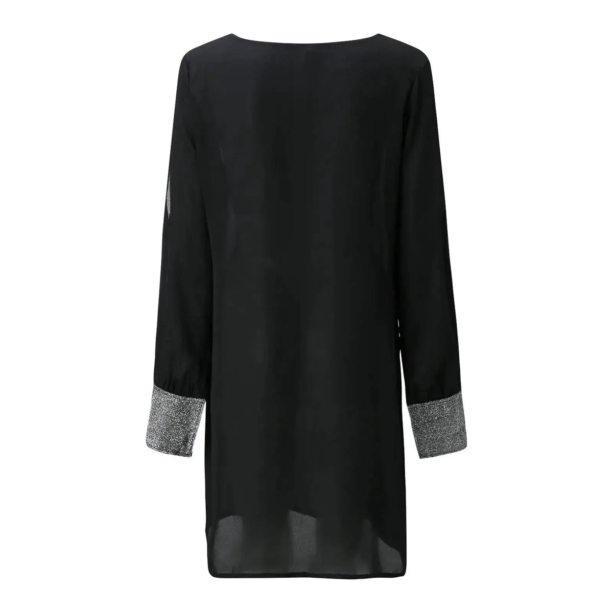 Dresses For Women 2025 Elegant Shiny Mesh Stitching Long Sleeve Robe Solid Color V Neck Mini Dress Evening Party Dresses Vestido by Dropshipman