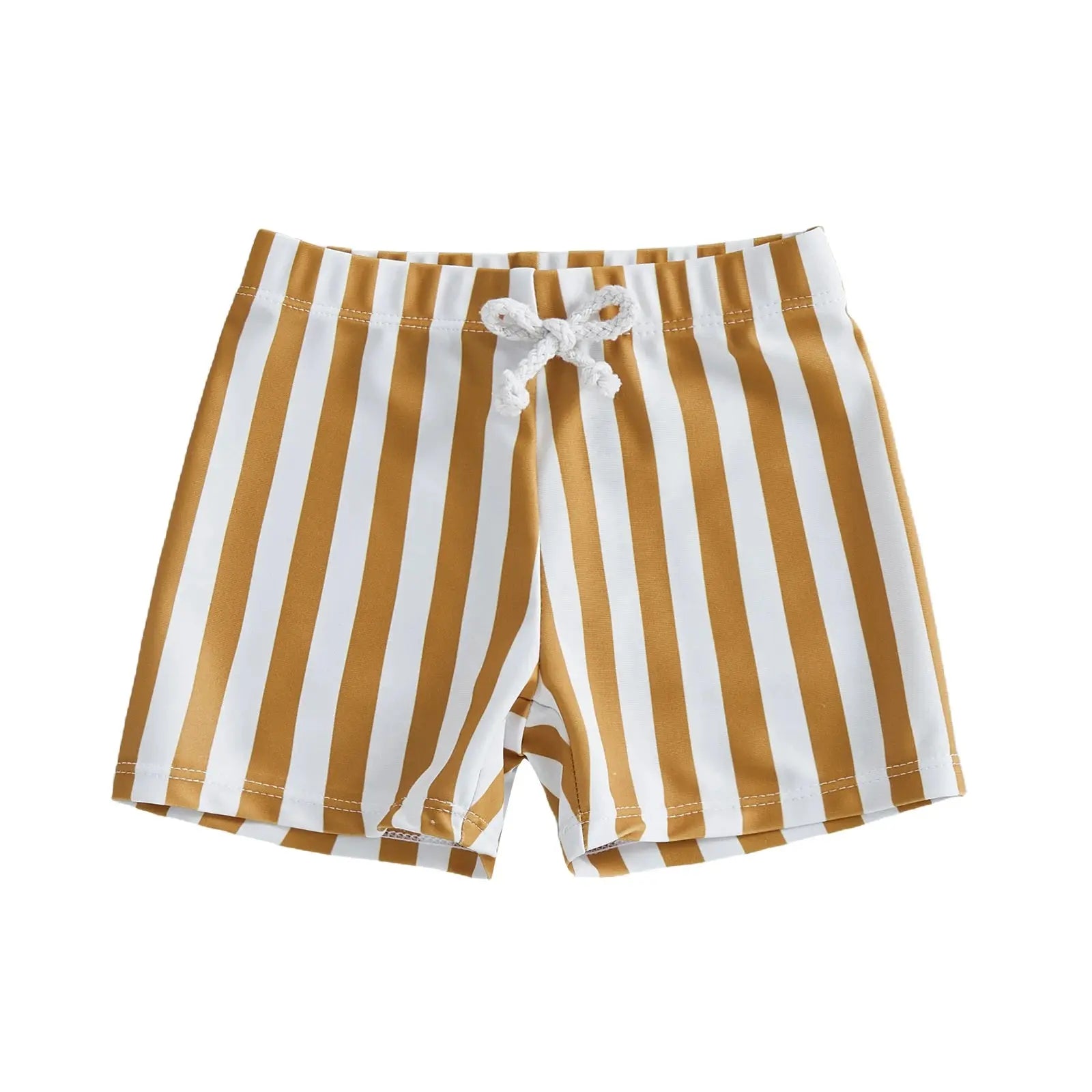 Baby boys' swim trunks with colorful stripes, elastic waist, perfect for summer beach play, by Citgeett for kids.