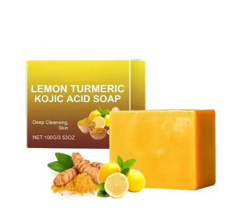 Lemon Turmeric Kojic Soap benefits for bright, even-toned complexion and deep cleansing for skin.