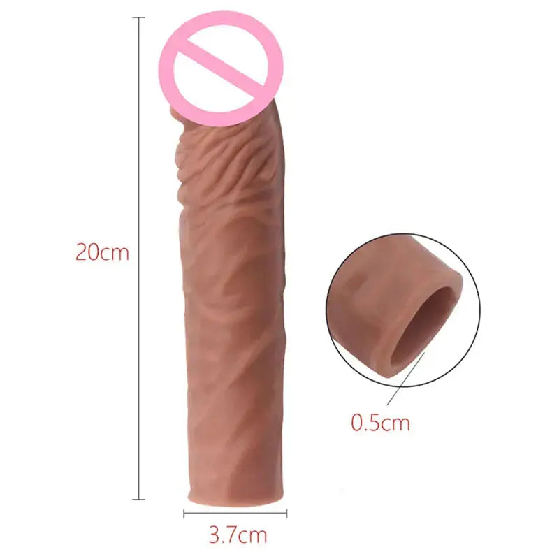 Silicone dildo sleeve with loop for delayed ejaculation, designed for men, erotic adult sex toy by SHOPEZRA L.L.C.
