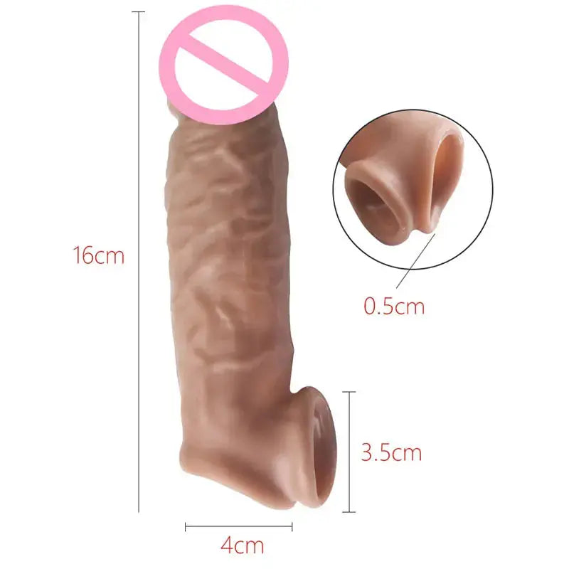 Silicone dildo sleeve with penis delay loop, designed for male sexual pleasure and delayed ejaculation, from SHOPEZRA L.L.C.