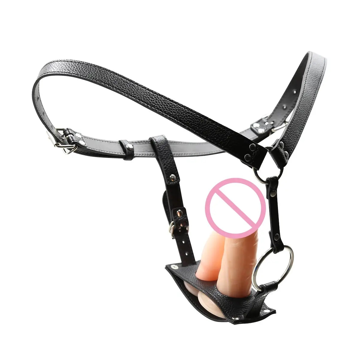 Realistic dildo strap-on with g-spot and anal butt plug, wearable harness for adult lesbian pleasure, SHOPEZRA L.L.C. product.