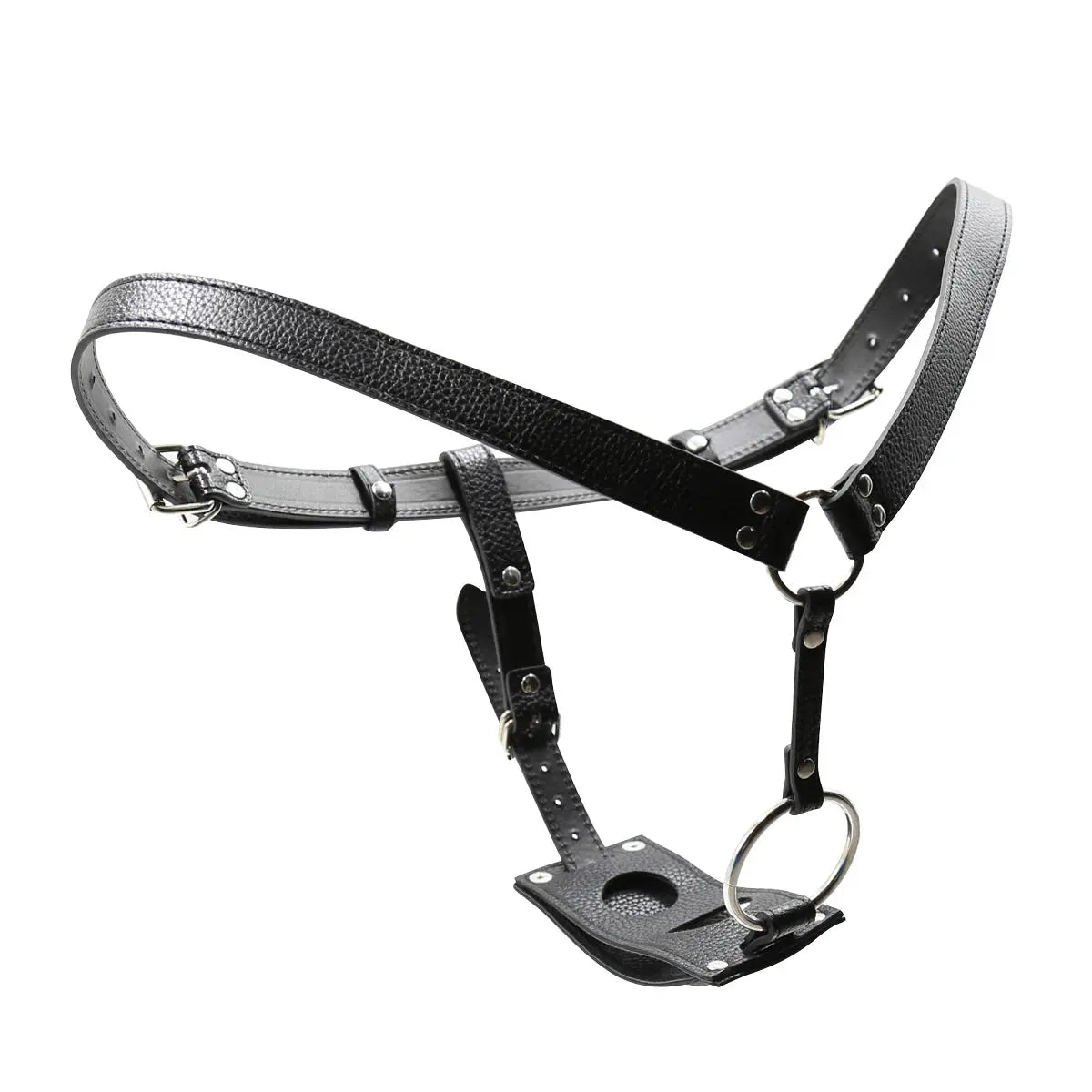 Realistic dildo strap-on with G-spot and anal butt plug, worn with adjustable belt and panties, for adult lesbian pleasure.