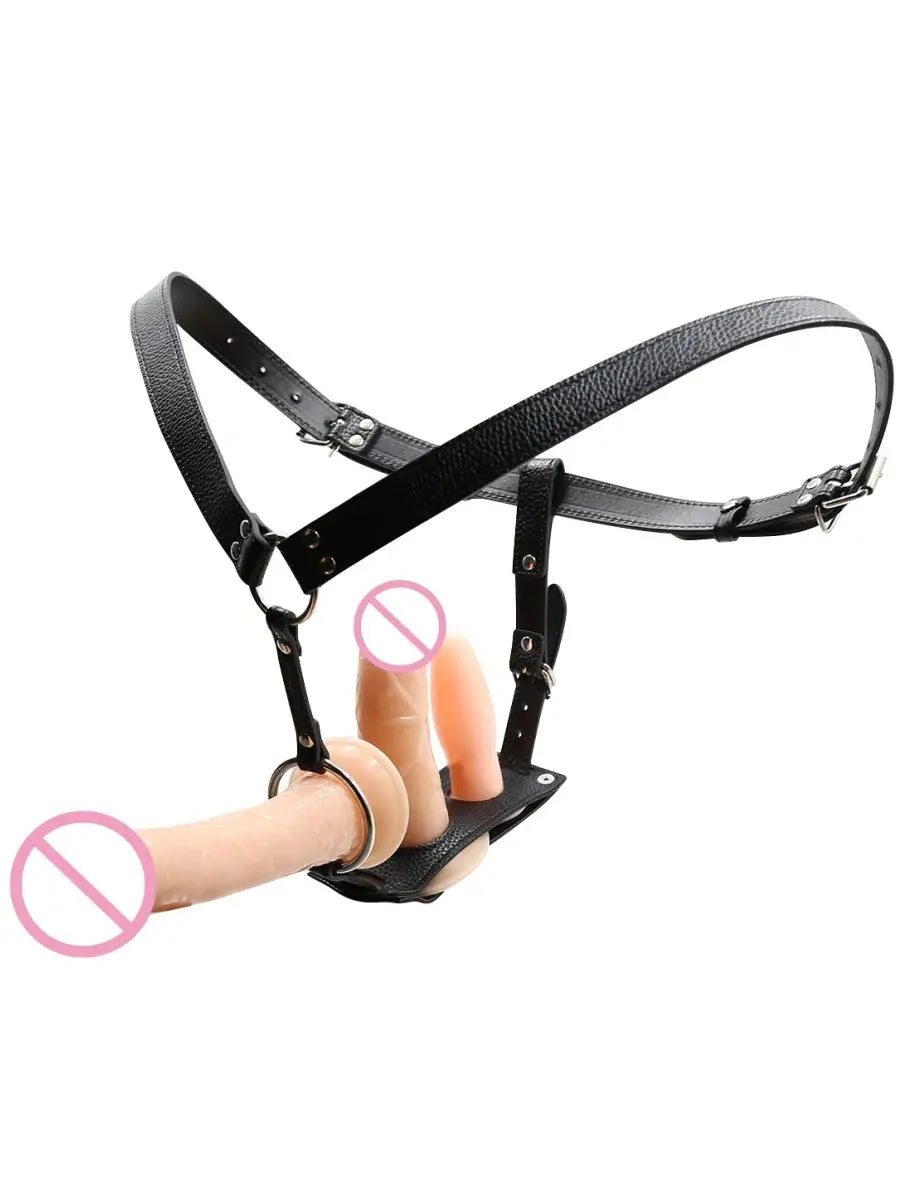 Realistic dildo strap-on with G-spot and anal butt plug, wearable panties for adult lesbian pleasure, from SHOPEZRA L.L.C.
