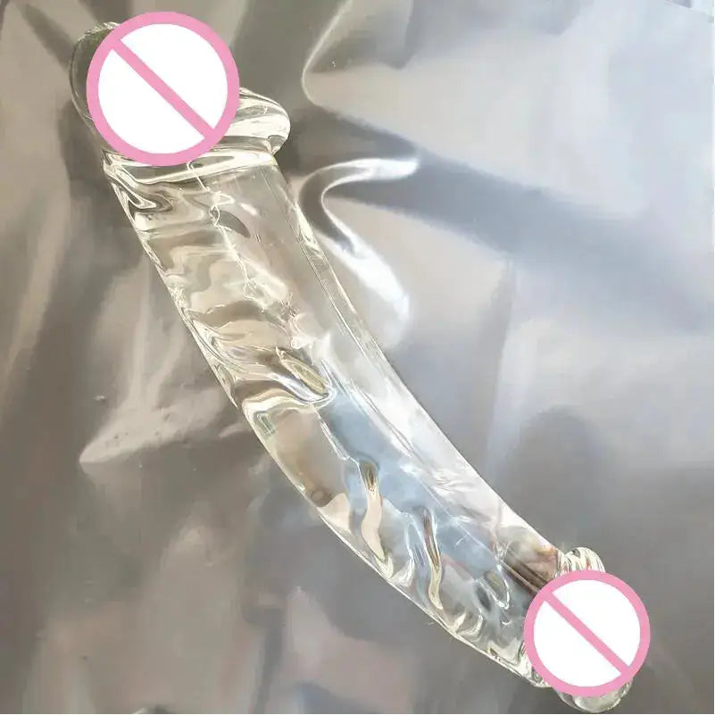 Glass Dildo Penis Both Ends Available With Pattern Extra Thick Sex Toys For Girl Women Lesbian Female Masturbation by Dropshipman