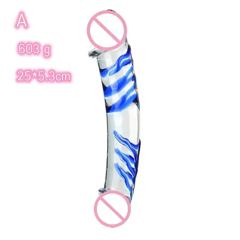 Glass Dildo Penis Both Ends Available With Pattern Extra Thick Sex Toys For Girl Women Lesbian Female Masturbation by Dropshipman