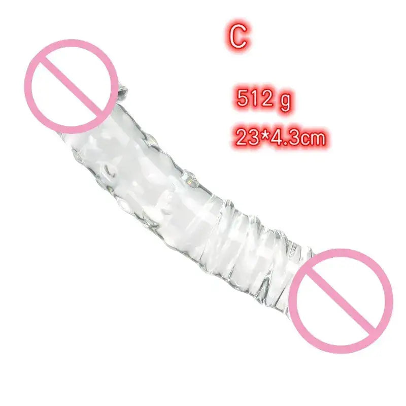 Glass Dildo Penis Both Ends Available With Pattern Extra Thick Sex Toys For Girl Women Lesbian Female Masturbation by Dropshipman
