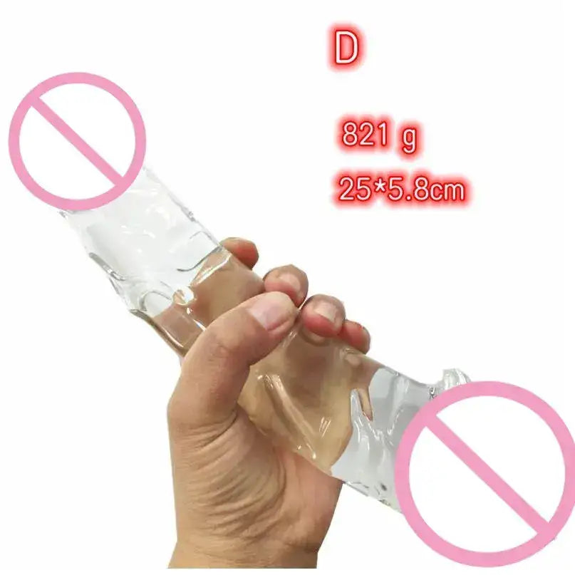 Glass Dildo Penis Both Ends Available With Pattern Extra Thick Sex Toys For Girl Women Lesbian Female Masturbation by Dropshipman