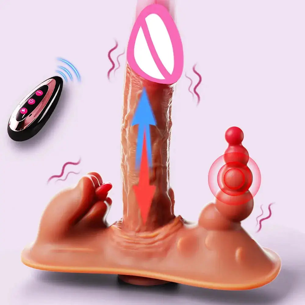 Thick Riding Dildo Sex Toys 3 in 1 Thrusting Vibrating Licking Big Realistic Dildo Adult Toys for Women with Suction Cup by Dropshipman