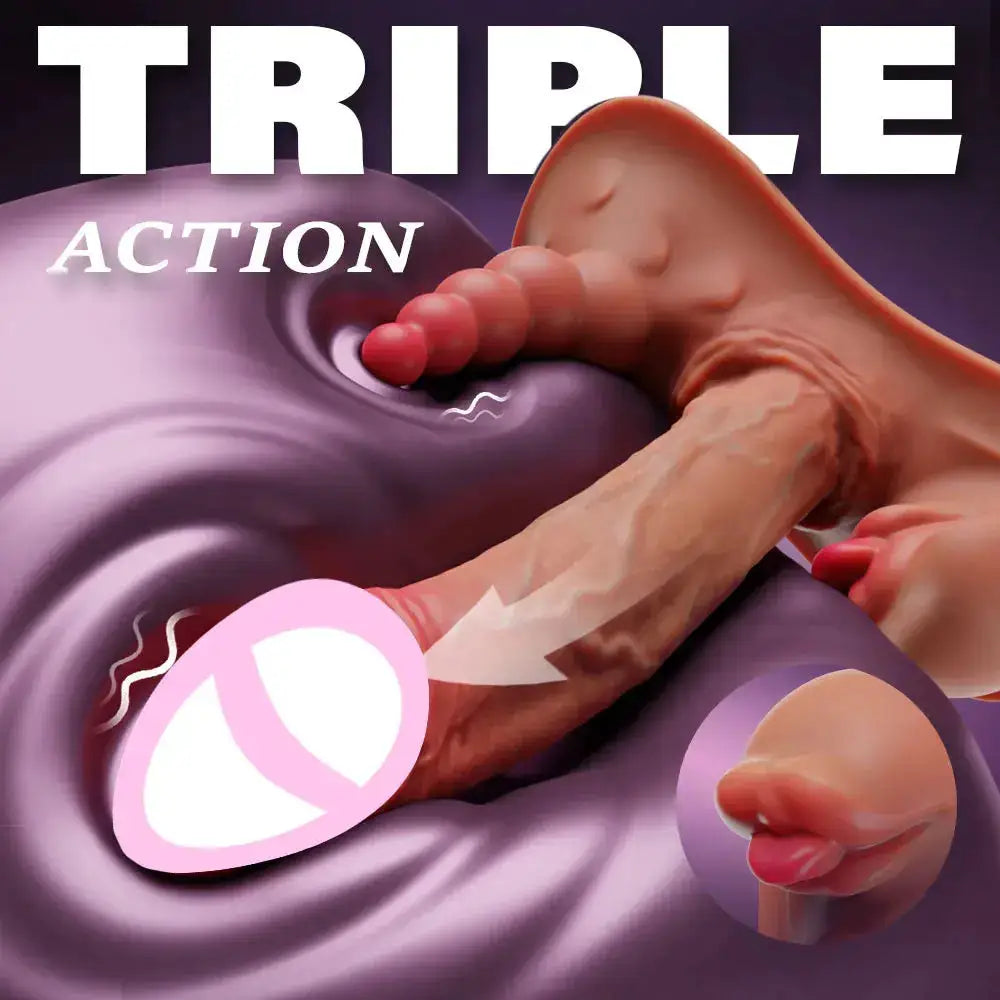 Thick Riding Dildo Sex Toys 3 in 1 Thrusting Vibrating Licking Big Realistic Dildo Adult Toys for Women with Suction Cup by Dropshipman