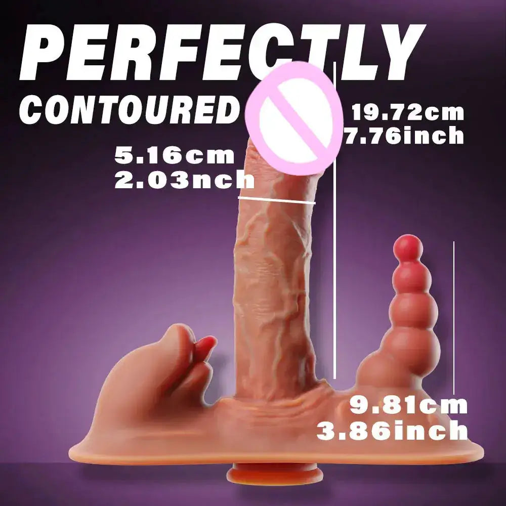 Thick Riding Dildo Sex Toys 3 in 1 Thrusting Vibrating Licking Big Realistic Dildo Adult Toys for Women with Suction Cup by Dropshipman