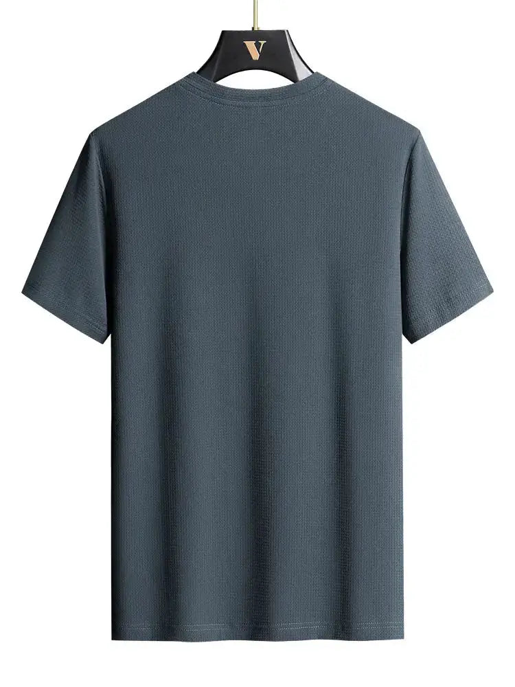 Plus Size 7XL 8XL 9XL Summer V-Neck T-shirts For Men Ice Silk Cooling Quick-dry Breathable Men&