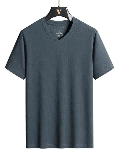 Plus Size 7XL 8XL 9XL Summer V-Neck T-shirts For Men Ice Silk Cooling Quick-dry Breathable Men&