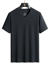 Plus Size 7XL 8XL 9XL Summer V-Neck T-shirts For Men Ice Silk Cooling Quick-dry Breathable Men&