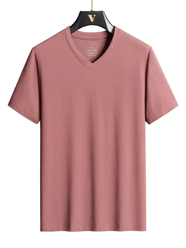 Plus Size 7XL 8XL 9XL Summer V-Neck T-shirts For Men Ice Silk Cooling Quick-dry Breathable Men&