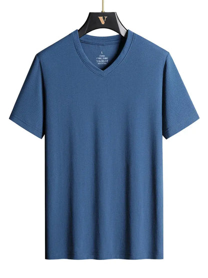 Plus Size 7XL 8XL 9XL Summer V-Neck T-shirts For Men Ice Silk Cooling Quick-dry Breathable Men&