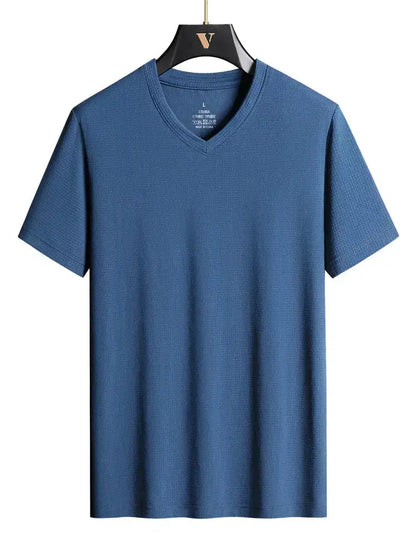 Plus Size 7XL 8XL 9XL Summer V-Neck T-shirts For Men Ice Silk Cooling Quick-dry Breathable Men&