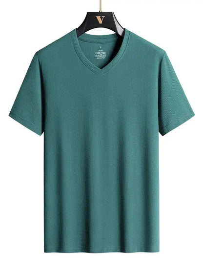 Plus Size 7XL 8XL 9XL Summer V-Neck T-shirts For Men Ice Silk Cooling Quick-dry Breathable Men&