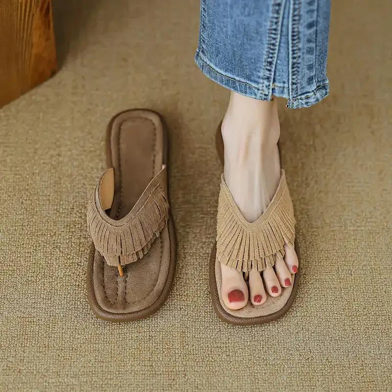 Tassel Thong Slippers for Women 2025 Summer New Women&