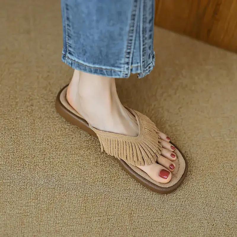 Tassel Thong Slippers for Women 2025 Summer New Women&