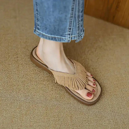 Tassel Thong Slippers for Women 2025 Summer New Women&