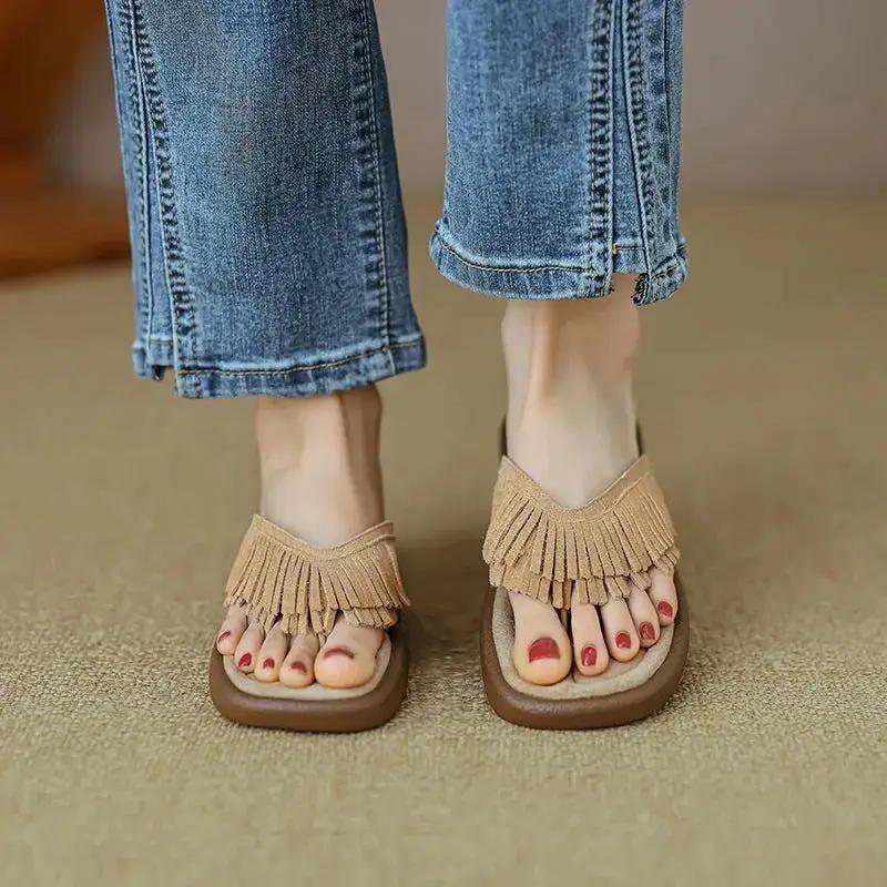 Tassel Thong Slippers for Women 2025 Summer New Women&