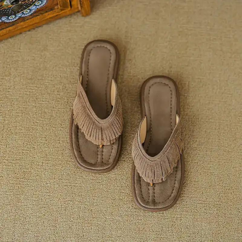 Tassel Thong Slippers for Women 2025 Summer New Women&