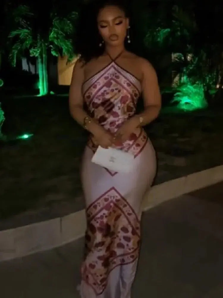 Elegant satin floral print slim bodycon dress for women, perfect for evening parties, weddings, and summer streetwear.