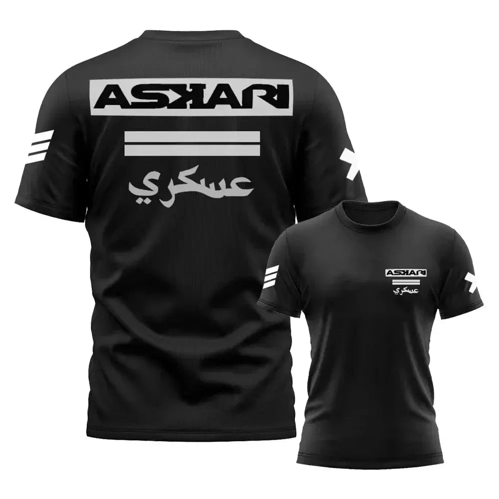 Askari men's boxing and wrestling T-shirts from SHOPEZRA L.L.C., breathable short-sleeved summer sports shirts with round neck.