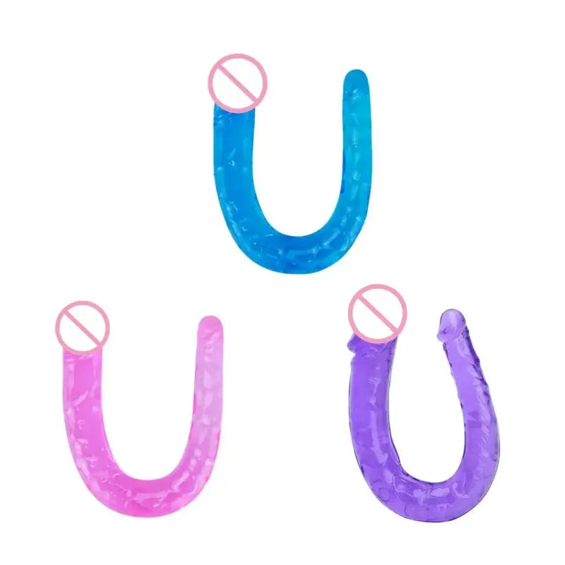 Blue double-ended dildo with two heads, G-spot and anal stimulation, designed for women, adult sex toy by SHOPEZRA L.L.C.