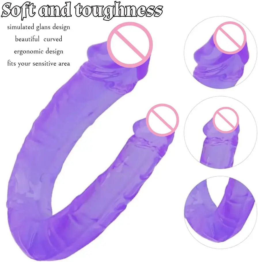Blue double-ended dildo for women, featuring two heads for G-spot, anal, and vaginal stimulation, by SHOPEZRA L.L.C.