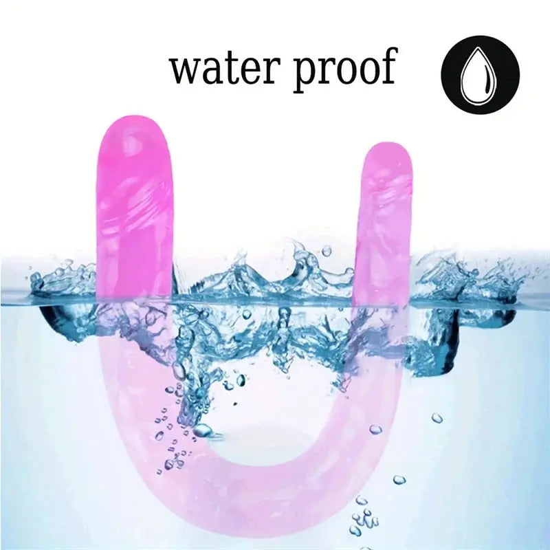 Blue SHOPEZRA L.L.C. double-sided dildo with two heads, designed for G-spot, vaginal, and anal stimulation.