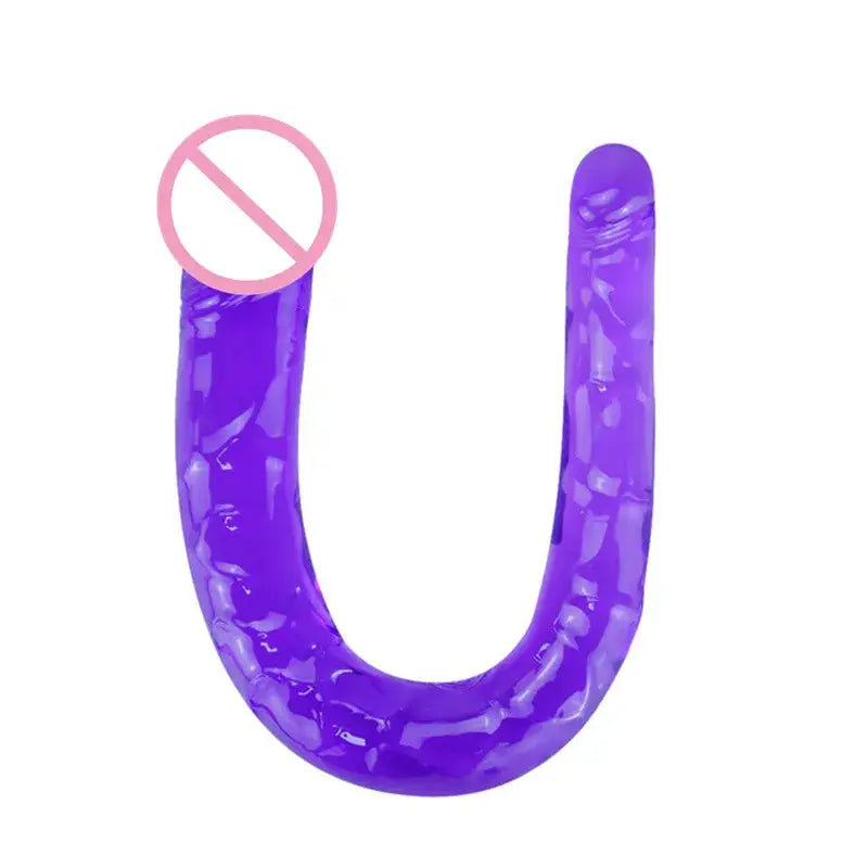 Blue double-ended dildo for women, G-spot and anal stimulation, featuring two heads and realistic design for adult pleasure.