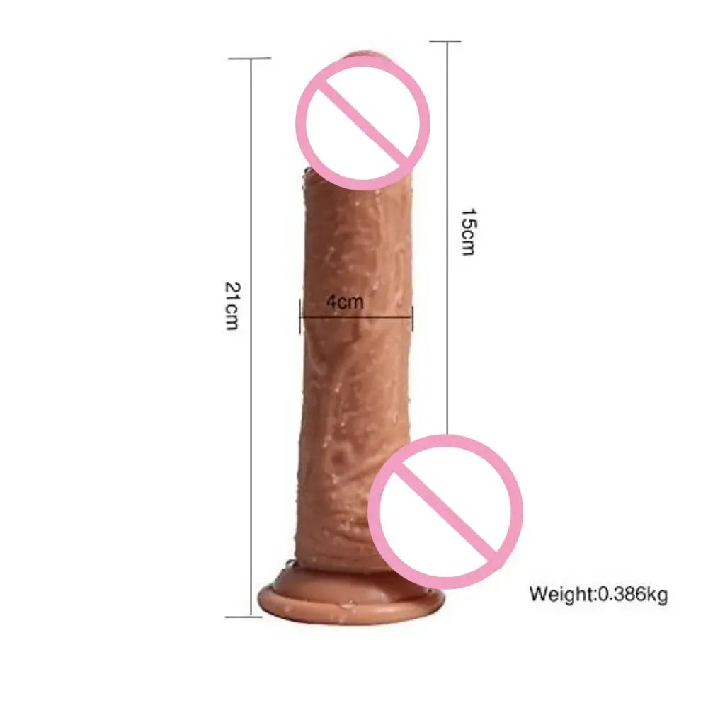 Hyper-realistic dual-layer liquid silicone adult dildo for female masturbation, featuring textured details and a realistic shape.