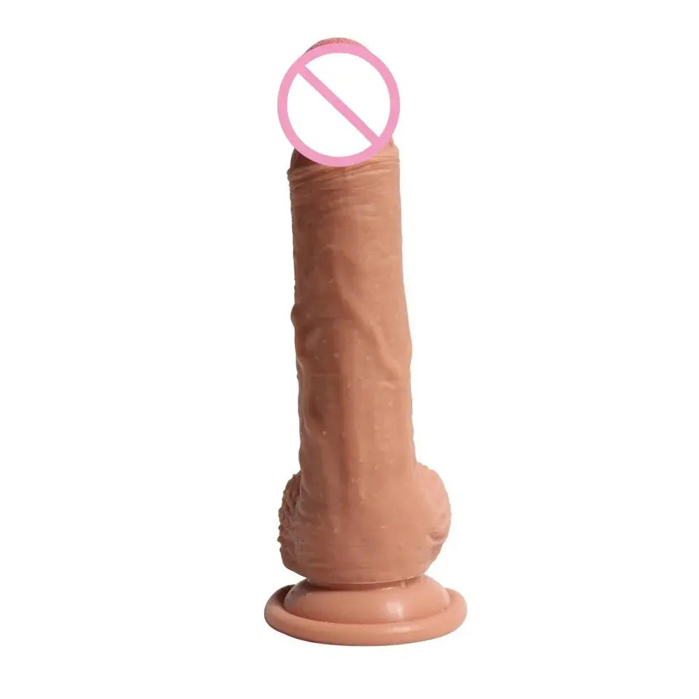 Hyper-realistic dual-layer liquid silicone adult dildo for female masturbation, featuring a double-layered design for realistic sensation.