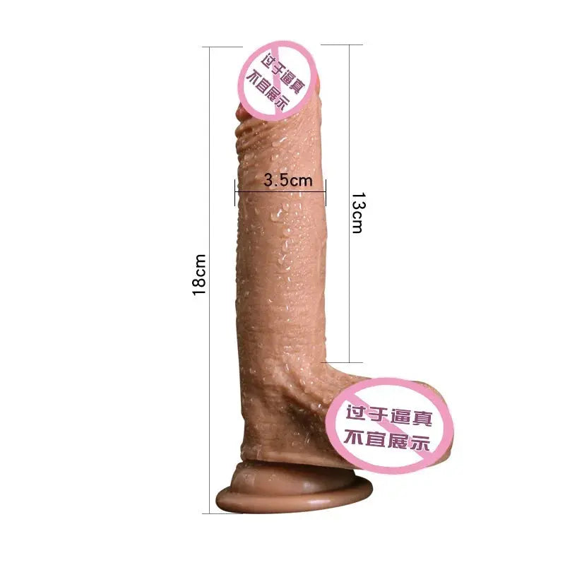 Realistic double-layer liquid silicone adult dildo from SHOPEZRA L.L.C., designed for female masturbation with hyper-realistic features.