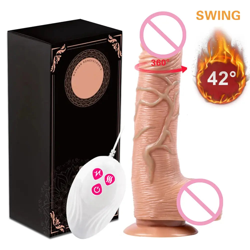 Shopezra L.L.C. telescopic vibrating realistic dildo with suction cup, heating feature, remote control, designed for female masturbation.