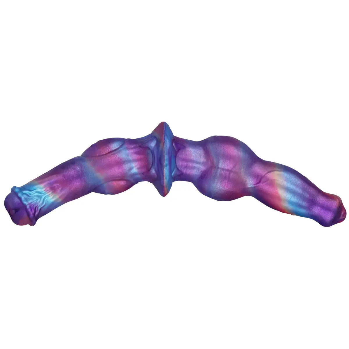 Dual-ended realistic dildo anal plug for vaginal and anal stimulation, designed for women and men, featuring flexible, textured surfaces.