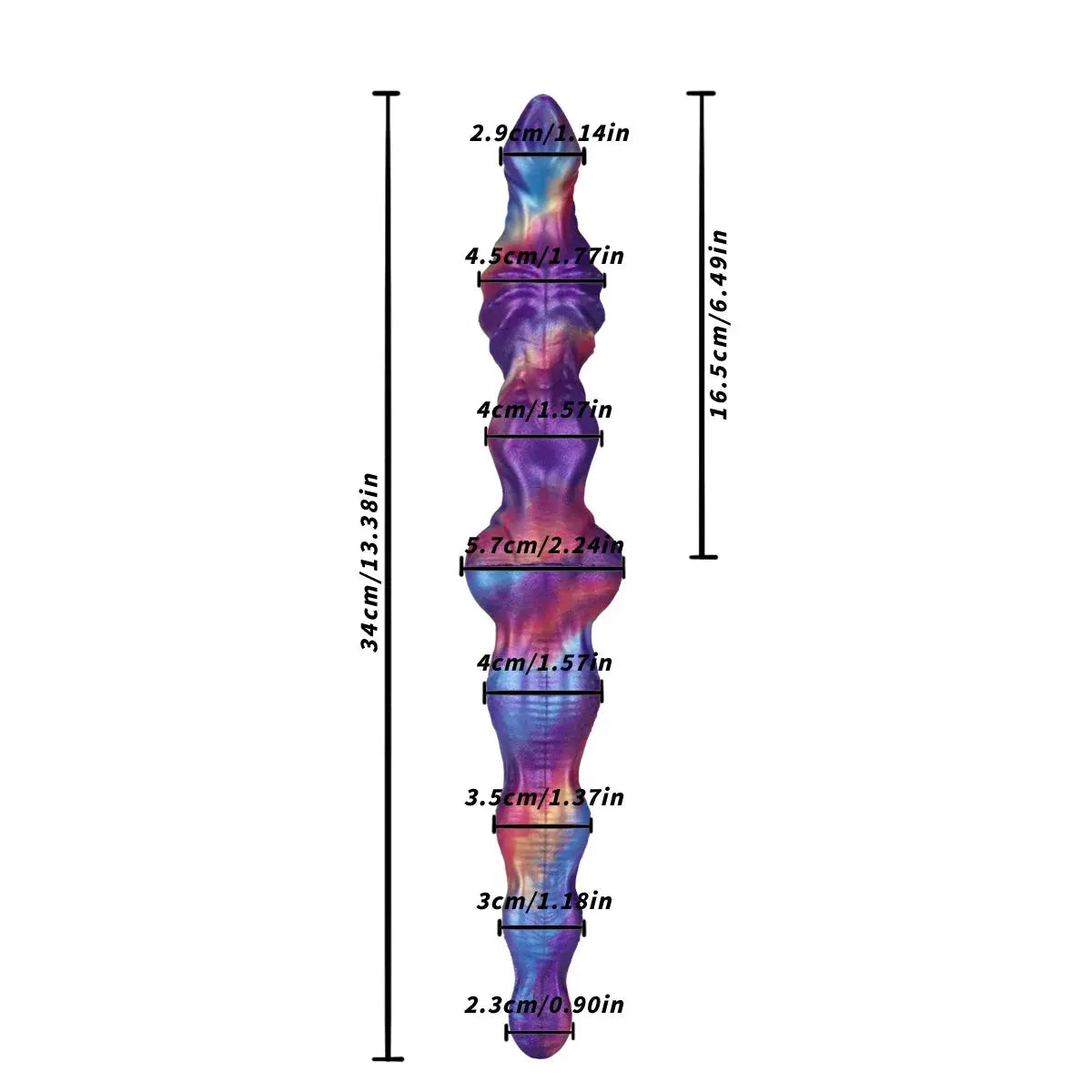 Realistic dual-ended dildo and anal plug for vaginal and anal stimulation, designed for women and men, with lifelike details.
